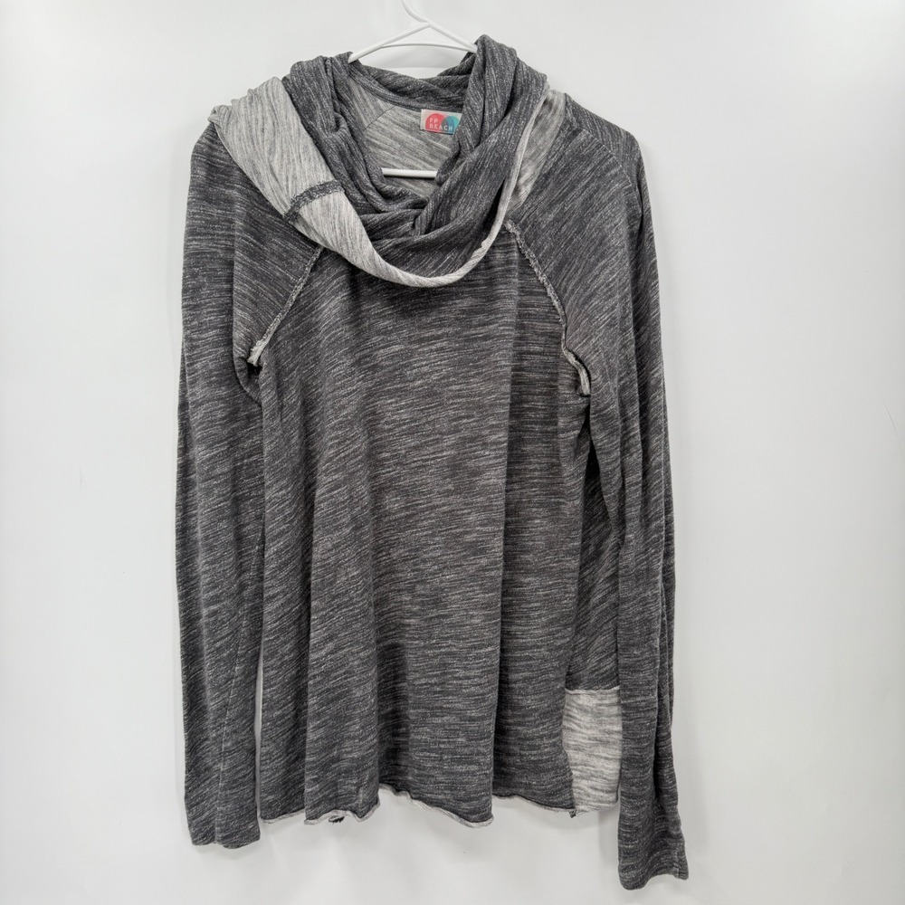 FP Beach Gray Cowl Neck Long Sleeve Top Lightweight Casual Pullover xs/s